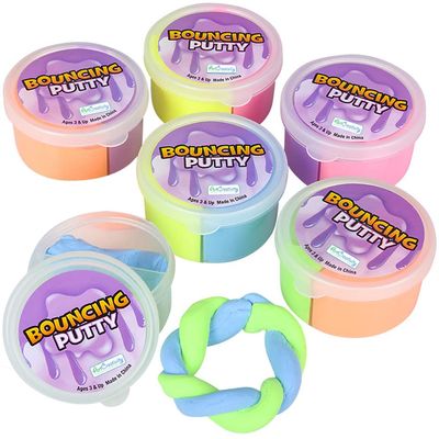 ArtCreativity Bouncing Putty for Kids, Set of 6, Each Container Includes 2 Colors, Birthday Party Favors and Sensory Toys, Fidget Toys for Kids, Mess-Free Putty for Hours of Creativity