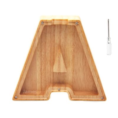 CLPONE 26 Letter Banks Personalized Coin Bank Kids Piggy Bank Laser Custom Name Wood Letter Piggy Banks Toy Bank