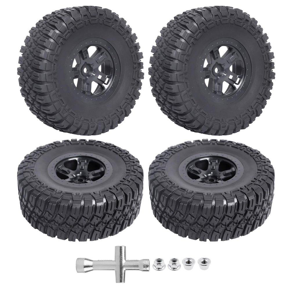 FriHobby High Performance 1/10 Short Course Truck Tires and Wheels Set 12mm Hex for Traxxas Slash Losi Tenacity HPI Redcat Blackout, Non Glued (Style 2)