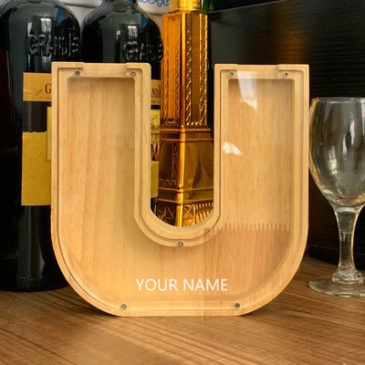 CLPONE 26 Letter Banks Personalized Coin Bank Kids Piggy Bank Laser Custom Name Wood Letter Piggy Banks Toy Bank