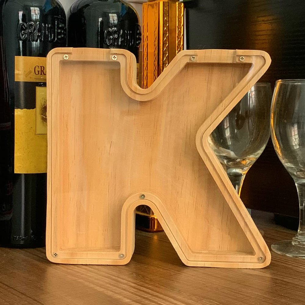 CLPONE 26 Letter Banks Personalized Coin Bank Kids Piggy Bank Laser Custom Name Wood Letter Piggy Banks Toy Bank