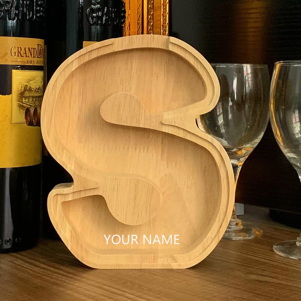 CLPONE 26 Letter Banks Personalized Coin Bank Kids Piggy Bank Laser Custom Name Wood Letter Piggy Banks Toy Bank