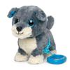 YH YUHUNG Interactive Walking Dog Toy with Leash, Grey Puppy with Blue Ears, Electronic Barking & Tail Wagging Robot Pet, Realistic Stuffed Animal Gift for Kids Boys Girls 3+ (Grey/Blue) view 1