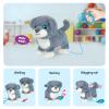 YH YUHUNG Interactive Walking Dog Toy with Leash, Grey Puppy with Blue Ears, Electronic Barking & Tail Wagging Robot Pet, Realistic Stuffed Animal Gift for Kids Boys Girls 3+ (Grey/Blue) view 3