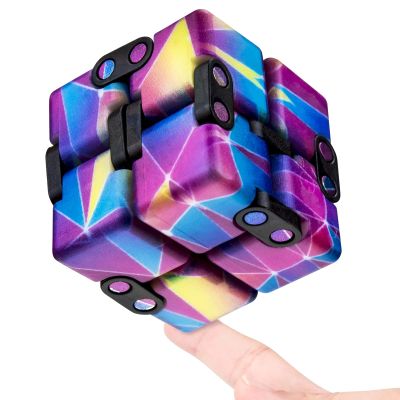 Infinitycube Fidget Toy Stress Relieving Fidgeting Game for Kids and Adults,Cute Pocket-Sized Unique Gadget for Anxiety Relief and Kill Time (Mini Blue/Pink)