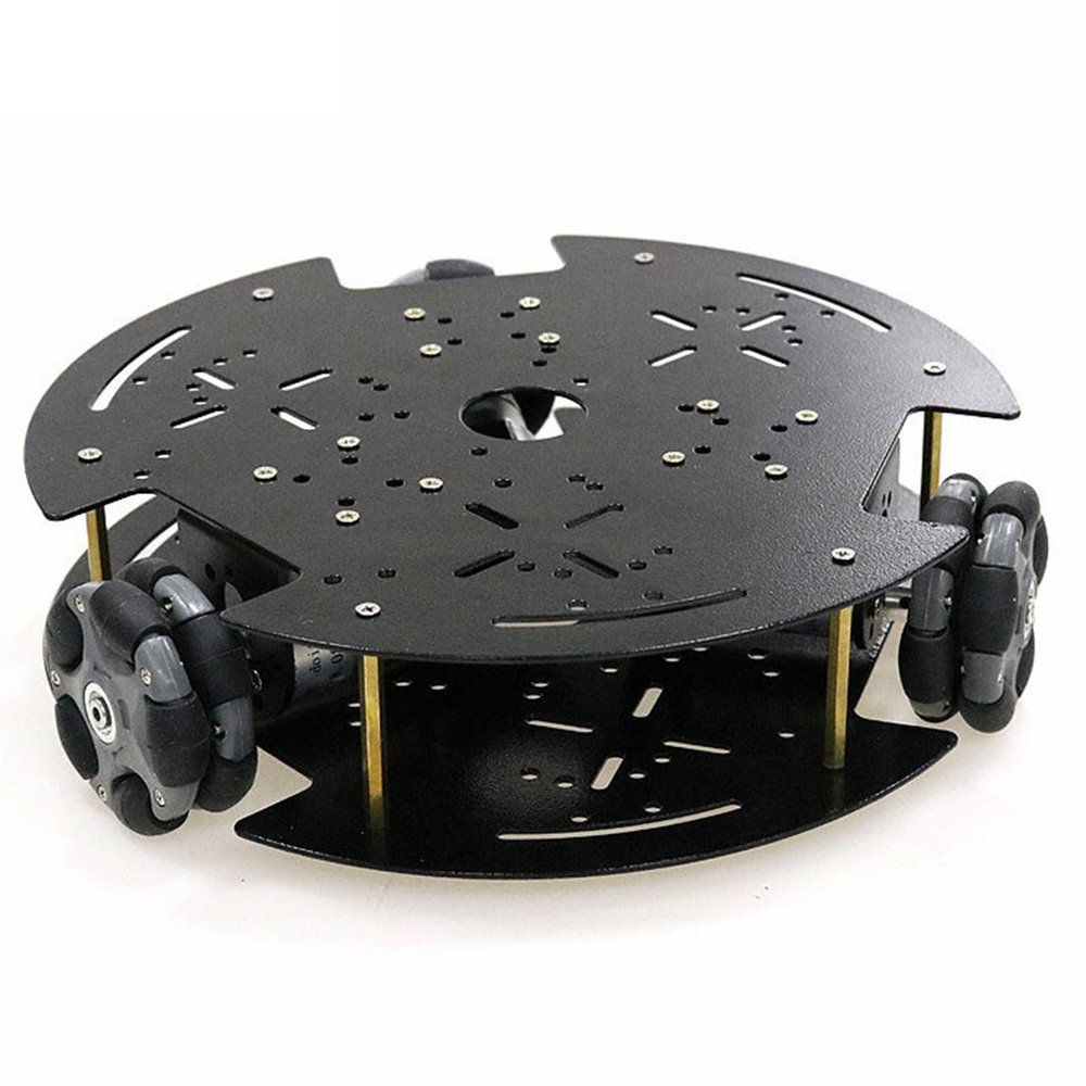 Professional 3WD Smart Robot Car Chassis Kit with 58mm Nylon Omni Wheel & DC Encoder Motors for Arduino Raspberry Pie Microbit, 2-Layer Metal Triangle Panel Robotic Platform DIY Heavy Load Model