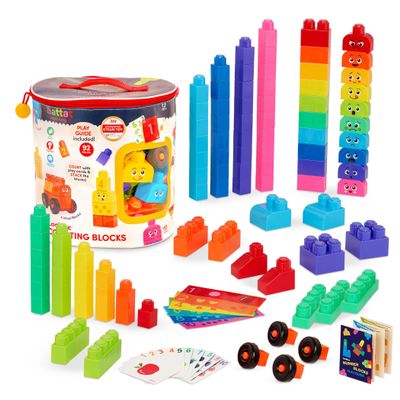 Battat Education Locbloc Number & Counting Building Blocks, 107 Pieces Set for Toddlers 1+ Years, Learning Stacking Toys, Educational Construction Blocks