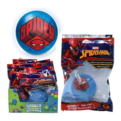 Ball, Bounce and Sport Inc. Spider-Man Blue Wibbly Squish Beads Ball - Lights Up Spiderman Squishy Stress Balls for Kids, for Birthdays, Party Favor Bags and Carnivals - 3 Inch, 1 Ball