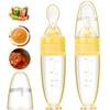 2 Pieces Silicone Baby Spoons Baby Feeding Spoon with Standing Base for Infant 0-24 Months Dispensing and Feeding (Yellow) view 1
