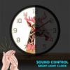 Geek Alerts Cute Pink Giraffe with Horns Exclusive Wall Clock with Voice Control LED Light Battery Operated Silent Non Ticking Watch for Girls Room Safari Baby Animal Nursery Decor view 2