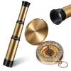 2 Pieces Pirate Spyglass Handheld Telescope with Survival Gear Compass Pocket Retro Spyglass Portable Collapsible Handheld Kids Telescope for Children Pirate Cosplay Party Favors Camping Boating view 1