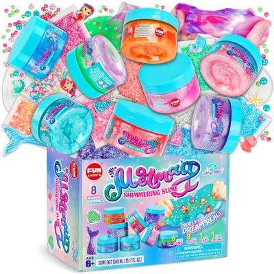 35.16 FL OZ Summer Mermaid Slime Toy for Girls Ages 6-8, FunKidz Big Premade Shimmer Sparkle Glitter Kid Slime 8 Packs Birthday Party Gifts