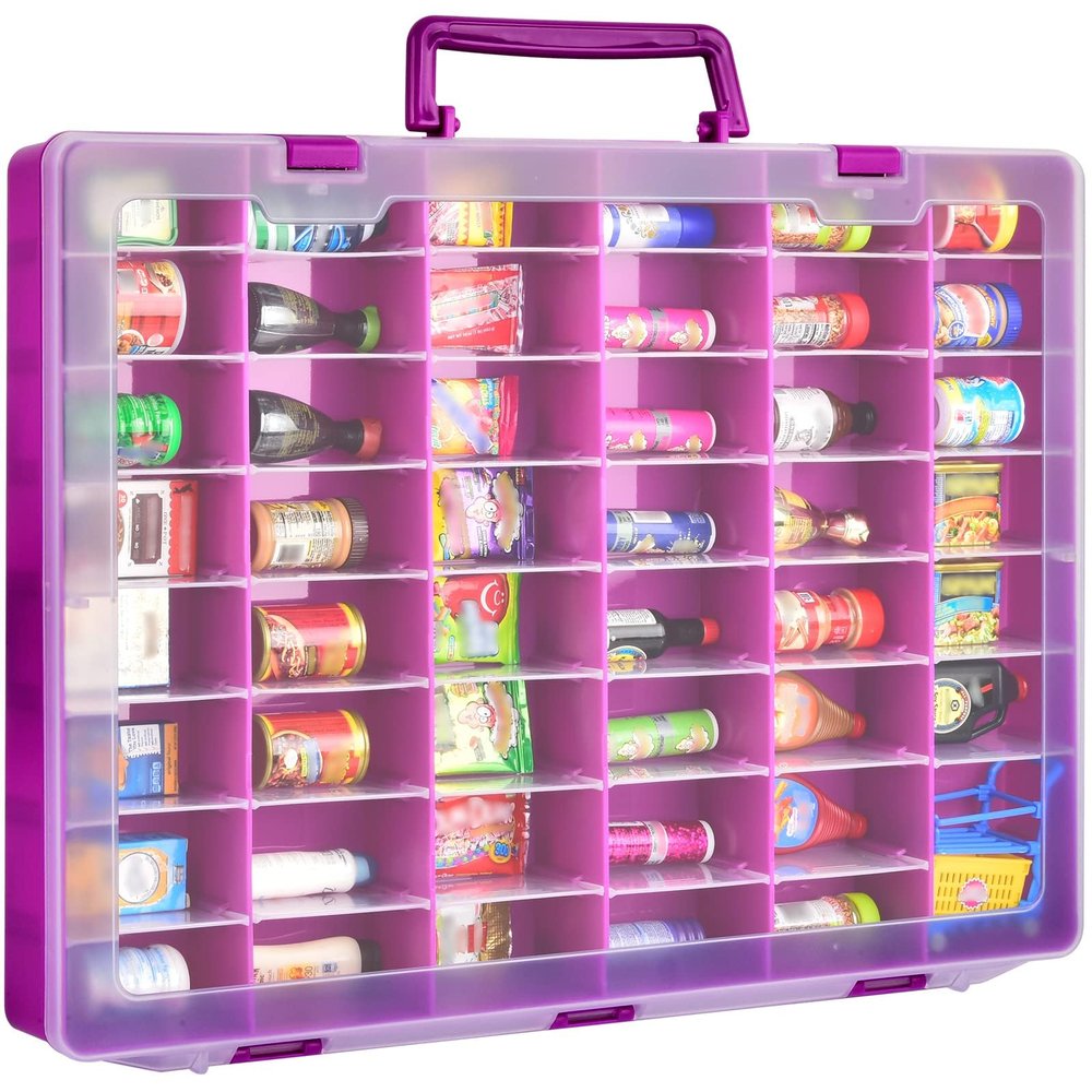 FULLCASE Case Compatible with 5 Surprise for Mini Brands Toys Series 1 2 3 4 Mystery Capsule Real Miniature Collectible Kit Storage for Littles, for Mini Mart Collection Organizer(Box Only) Purple
