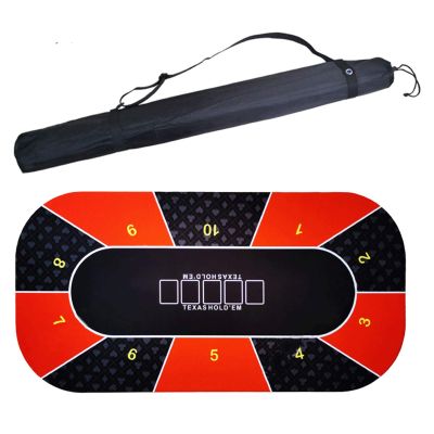 YANGLIYU Game Poker Table mat Portable Poker Table Top 1.20.6m Hold'em Texas Poker Mat Black Jack Baccarat Dice Durable Rubber Home Gaming Desk Pad (Color : RED)