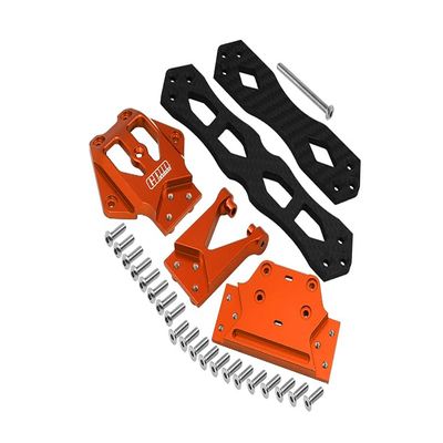 GPM For Losi 1/10 Lasernut U4 Tenacity LOS03028 Upgrade Parts Aluminum Alloy + Carbon Fiber Sub Chassis - 32Pc Set Orange