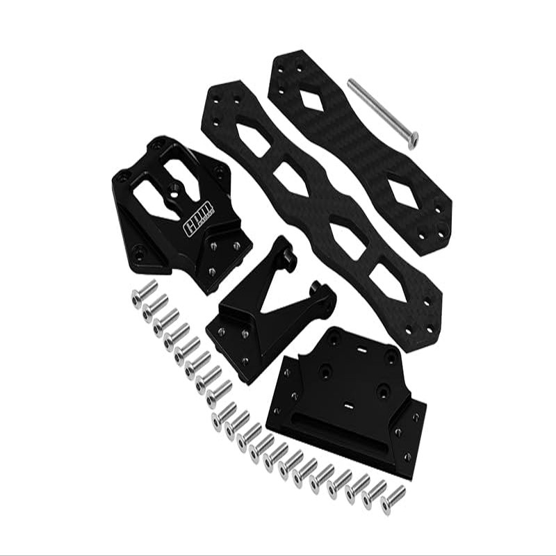 GPM For Losi 1/10 Lasernut U4 Tenacity LOS03028 Upgrade Parts Aluminum Alloy + Carbon Fiber Sub Chassis - 32Pc Set Black
