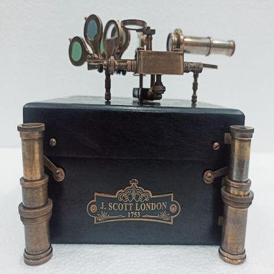 Antique Brass Sextant with Wooden Box Marine Sextant Antique Brass Working Sextant Collectible Vintage Nautical Ship Sextant for Antique Collectible Lover's (5 inch) by Heynz