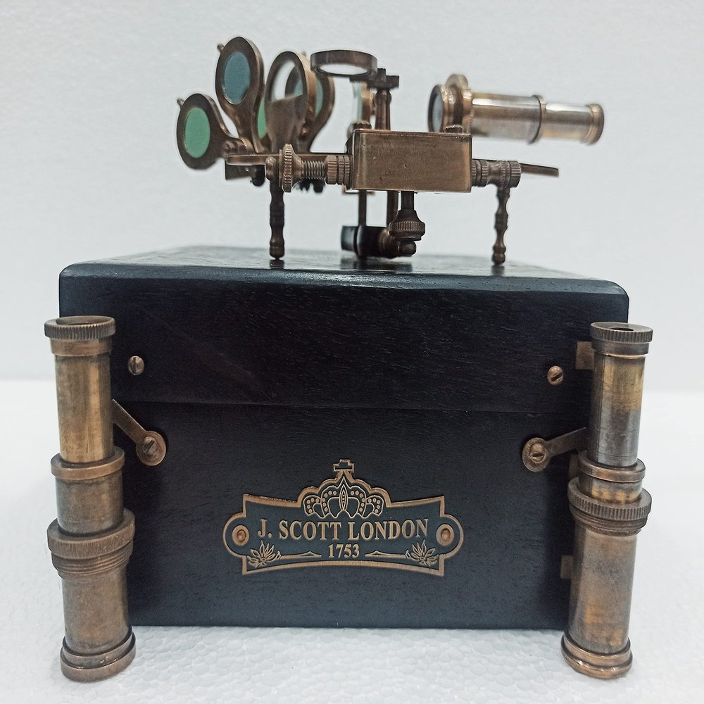 Antique Brass Sextant with Wooden Box Marine Sextant Antique Brass Working Sextant Collectible Vintage Nautical Ship Sextant for Antique Collectible Lover's (5 inch) by Heynz