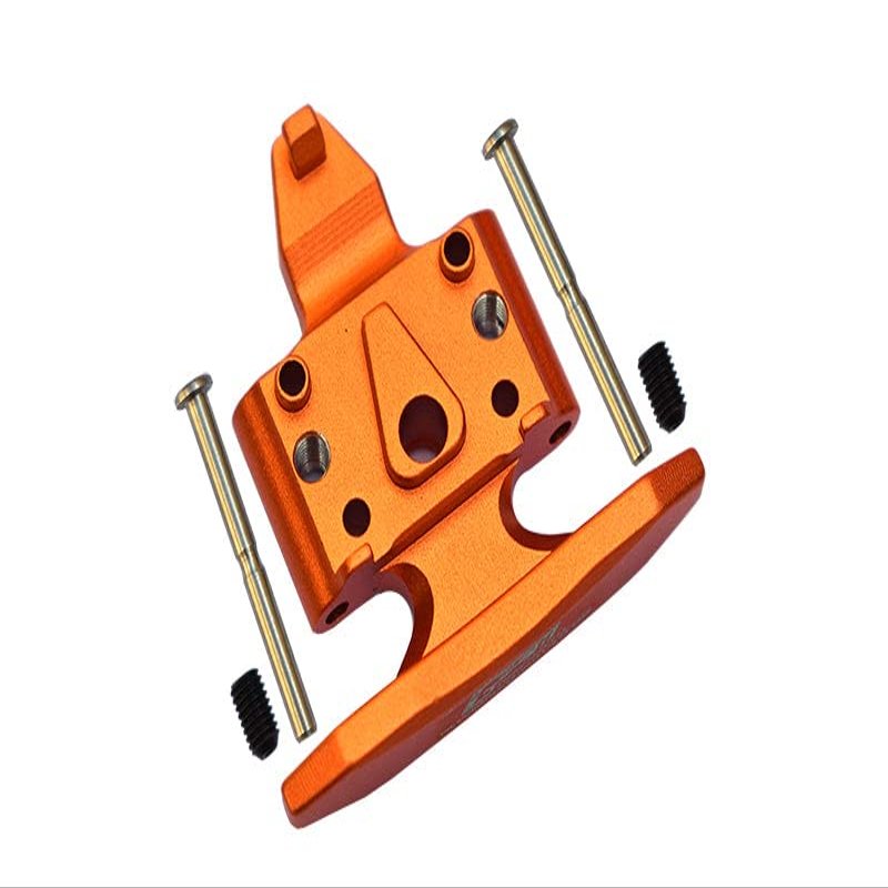 GPM For Losi 1/18 Mini-T 2.0 2WD Stadium Truck Upgrade Parts Aluminum Front Bumper with D-Rings + Aluminum Front Skid Plate - 5Pc Set Orange