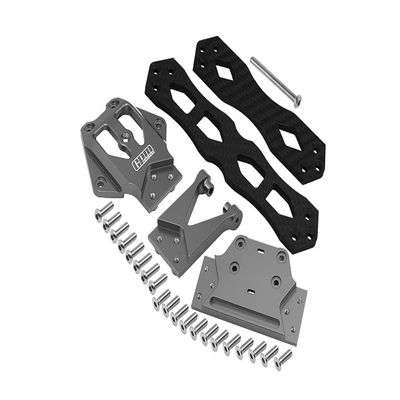 GPM For Losi 1/10 Lasernut U4 Tenacity LOS03028 Upgrade Parts Aluminum Alloy + Carbon Fiber Sub Chassis - 32Pc Set Gray Silver