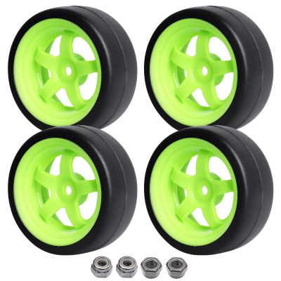 CrazayHobby RC Drift Wheels and Tires Hard Plastic Slick Tires 12mm Hex for 1/10 Traxxas 4Tec 2.0 3.0 Tamiya TT01 TT02 HPI HSP MsST On-Road Car