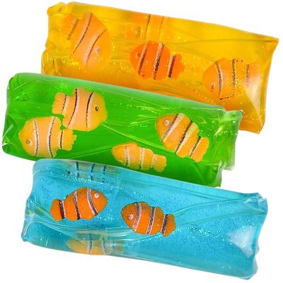 ArtCreativity Clownfish Water Wigglers, Set of 3, Fidget Toys for Kids with Clown Fish Figurines and Glitter Inside, Stress Relief Toys for Boys and Girls, Unique Party Favors for Children