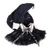 niannyyhouse 7.8in/20cm Plush Doll Clothes Hat + Dress 2-Piece Set Black Magic Hat Mesh Lace Dress view 1