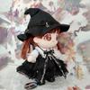 niannyyhouse 7.8in/20cm Plush Doll Clothes Hat + Dress 2-Piece Set Black Magic Hat Mesh Lace Dress view 2