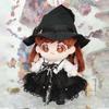 niannyyhouse 7.8in/20cm Plush Doll Clothes Hat + Dress 2-Piece Set Black Magic Hat Mesh Lace Dress view 3