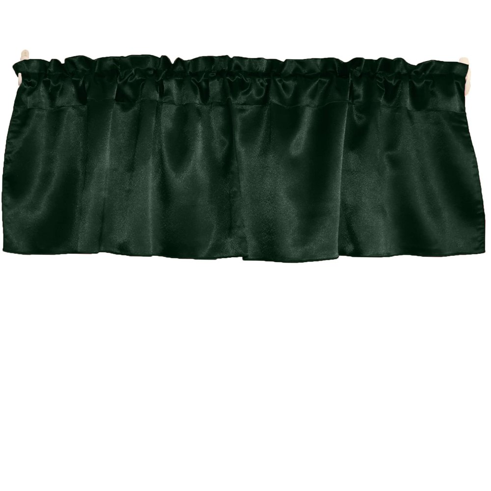 Zen Creative Designs Solid Shiny Satin Window Valance Home Dcor Bedroom Nursery Kitchen Window (58" Wide x 16" Long, Hunter Green)