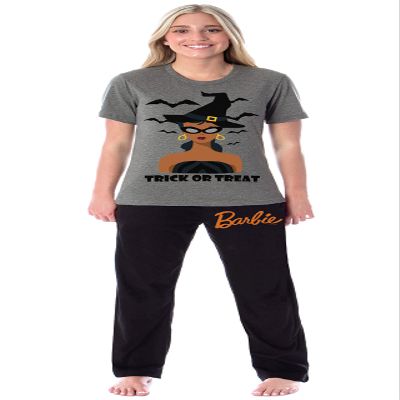 INTIMO Mattel Barbie Womens' Halloween Trick Or Treat Witch Sleep Pajama Set (Medium) Multicolored