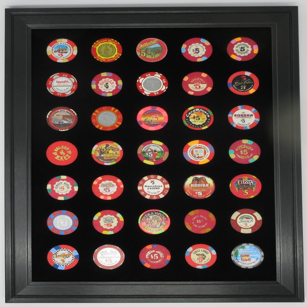 Tiny Treasures Picture Display Frame for 35 Casino Poker Chips (not included) (Black)
