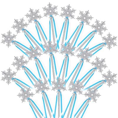 Civaner 21 Pieces Winter snowflake magic wands Princess Wand Silver Magic Ice Princess Snowflake Dazzling Party Favors for Birthday Party Playing Dress
