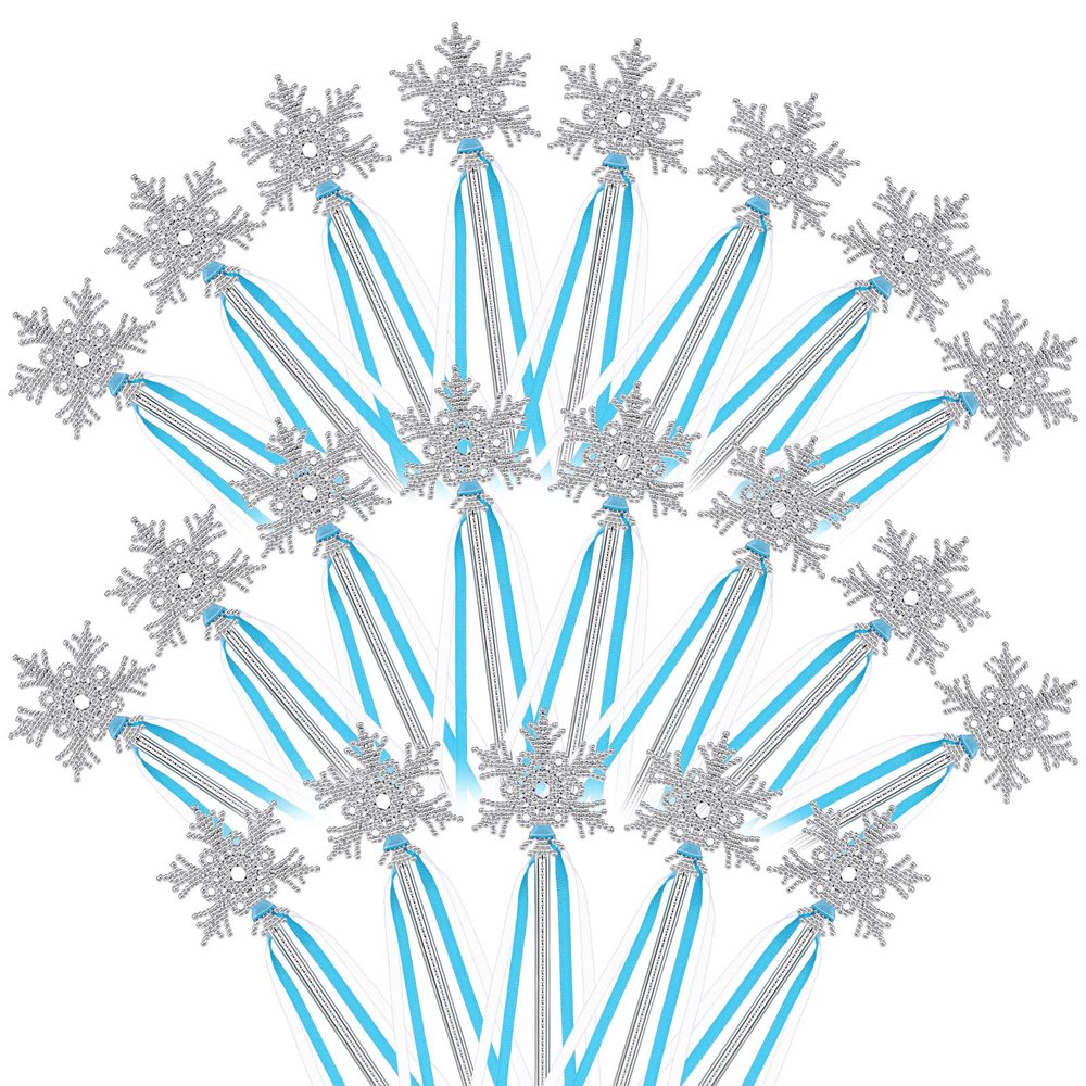 Civaner 21 Pieces Winter snowflake magic wands Princess Wand Silver Magic Ice Princess Snowflake Dazzling Party Favors for Birthday Party Playing Dress