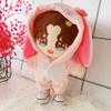 niannyyhouse Rabbit Clothes 20cm(7.8in) Plush Doll Clothes Onesies + Shoe 2-Piece Set Pink Pajamas (Pink) view 2