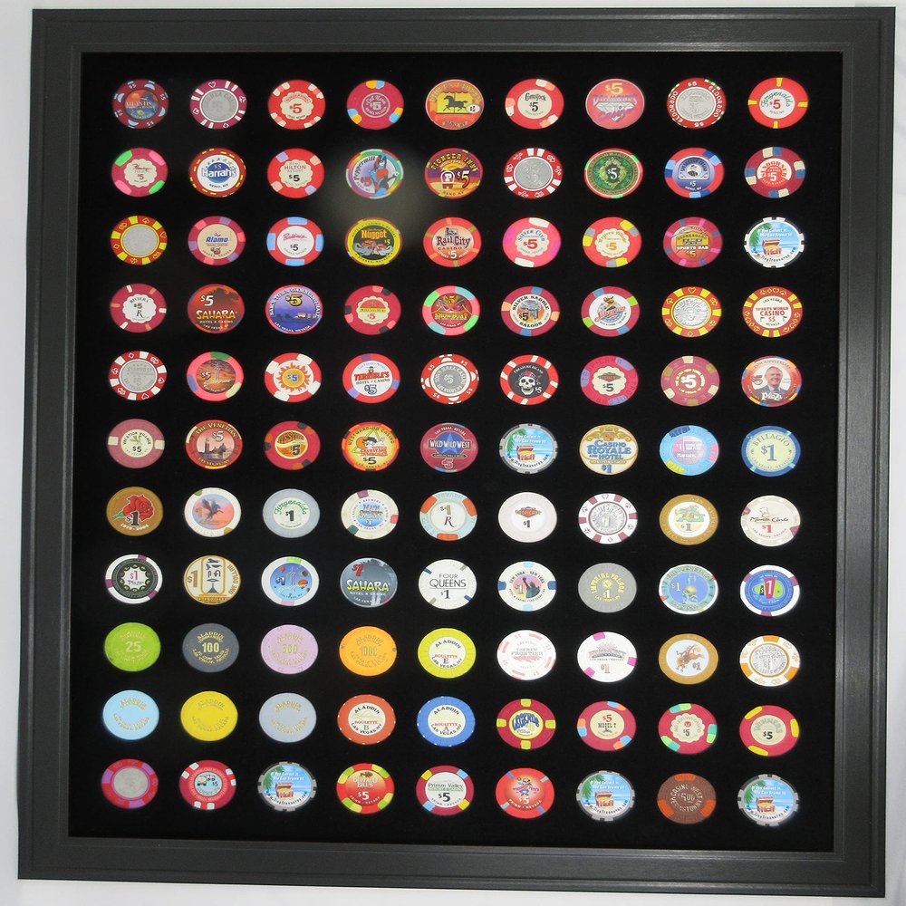 Tiny Treasures Picture Display Frame for 99 Casino Poker Chips (not included) (Black)