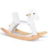 KRAND Wooden Rocking Horse Baby Ride On Toy for Toddlers Solid Wood Classic Design with Comfortable Pedal and Safe Backrest Ideal Gift for Kids (Classic, White) view 1