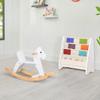KRAND Wooden Rocking Horse Baby Ride On Toy for Toddlers Solid Wood Classic Design with Comfortable Pedal and Safe Backrest Ideal Gift for Kids (Classic, White) view 4