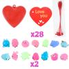 28PCS Valentines Gifts Cards with Kawaii Mochi Squishy Toy, Glow in The Dark Mini Cute Animal Squishies Stress Relief Toy for Kids, Valentine Party Favors, Classroom Exchange Prizes view 3