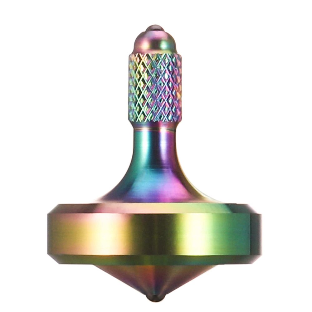 CHEETOP Exquisite Metal Spinning Top, Nicely Machined Stainless Steel Fidget Desk Toy, Perfect Balance Spin Time for Over 9 Mins, Waste Time Efficiently, Easy to Work (Diameter 29mm Large Iridescent)