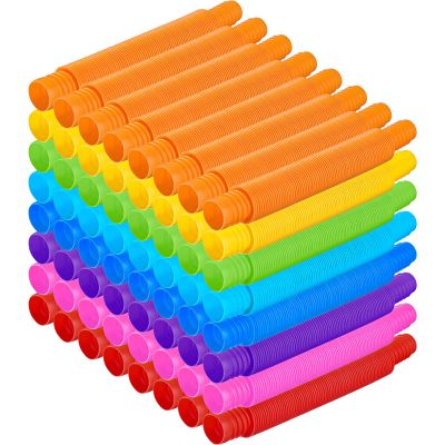 100 Pieces Tubes Sensory Toys Fidget Tube for Teens and Adults Multi-Color Mini Stretch Pull Tube Toy for Stress and Anxiety Relief Sensory Tools DIY Creative Handmade Activities