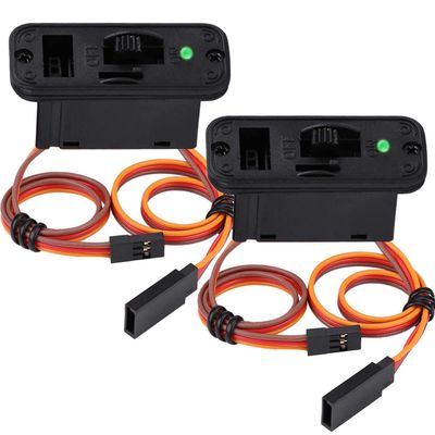 DKARDU RC Switch, 2pcs JR Heavy Duty RC Switch Connector JR Style On Off Connector Accessory for Receiver Servo, with LED Green
