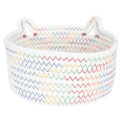 1pc Storage Box Make up Cotton Rope Cosmetic Rack White