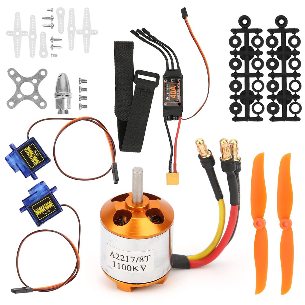 Alomejor Helicopter Fixed Wing Set 2217 KV1100 Motor+1060 Propeller+9G Servo+40A ESC Kit for RC Plane