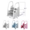 3 Step Stool for Toddler,Kids Three Step Stool for Bathroom Sink or Kitchen Counter Standing Tower, Children Step Up Learning Helper with Safety Handles and Non-Slip Pads,Blue view 2