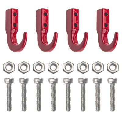 2Pairs HIRCQOO RC Scale Metal Winch Hook RC Decorations Accessories Compatible with Traxxas TRX-4 Tamiya CC01 Axial SCX10 D90 Redcat HSP 1/10 RC Crawler Car Truck (Red)