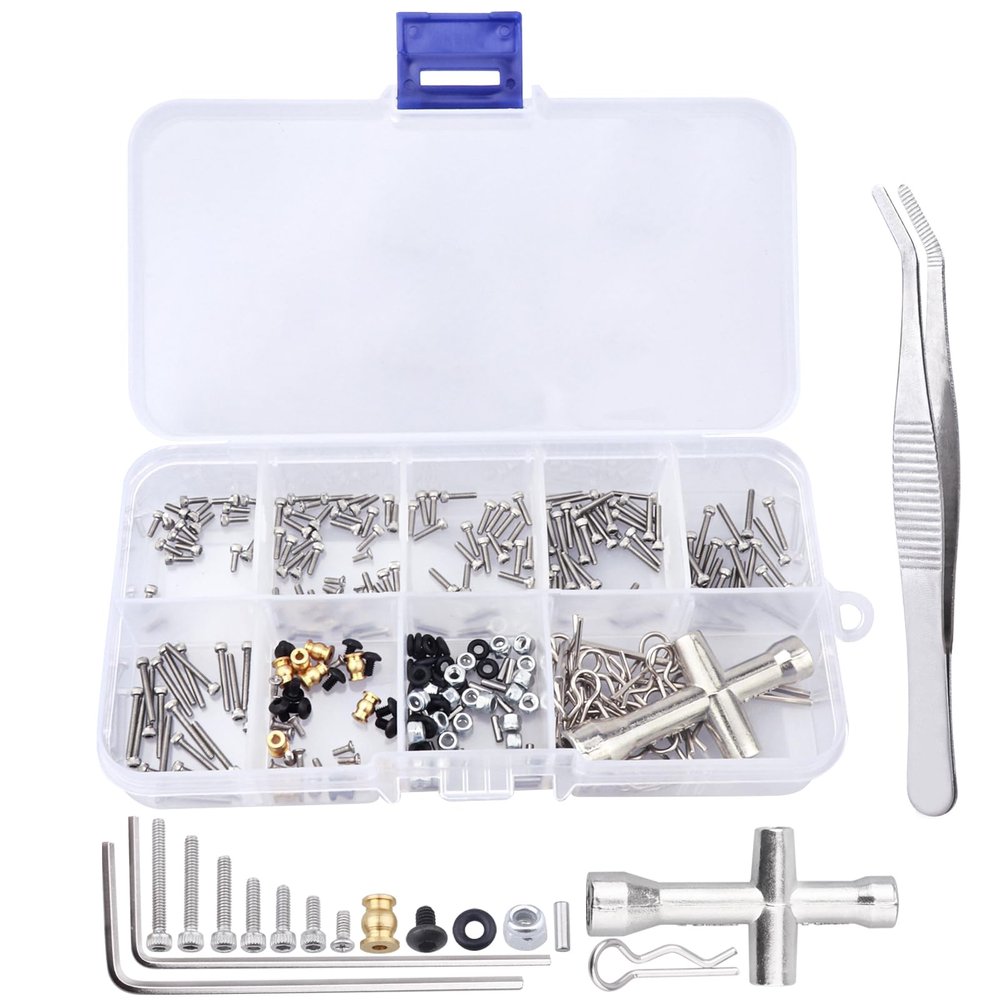 271pcs M1.4 RC Screw Kit Screws Assortment Set Hardware Fasteners for Axial SCX24 1/24 RC Crawler Deadbolt C10 Jeep AXI90081 AXI00001 AXI00002