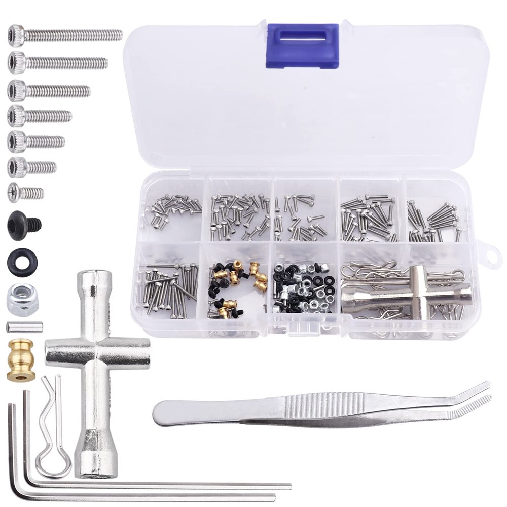 272pcs RC Screw Kit M1.4 Screws Hardware Fasteners Repair Tools for Axial SCX24 1/24 Scale RC Crawler Accessories