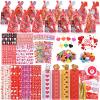 AOJOYS Valentines Gifts for Kids - 28 Pack Assorted Valentines Stationery set Valentines Cards Valentines Pencils Erasers Notepads, Valentine Treat Bags Goodie Bags Fillers Valentines favor for kids view 1