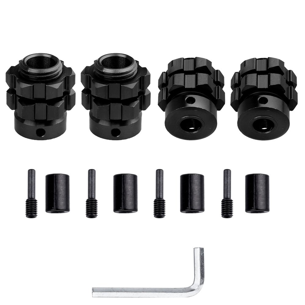 AllinRC Aluminum 17mm Splined Wheel Hubs/Nuts 17mm Hex Spacers Extensions Adapters for 1/10 Traxxas Summit, Set of 4 (Black)
